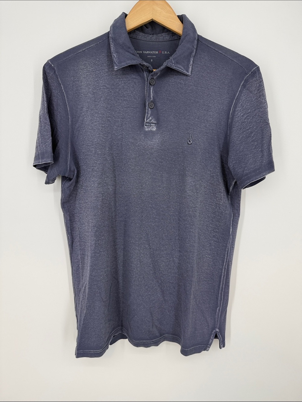 John Varvatos Blue Short-Sleeve Polo Size Small